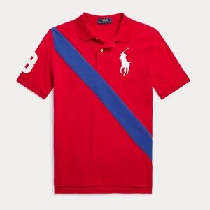 Polo Ralph Lauren Red Polo Shirt with Blue Stripe size 7